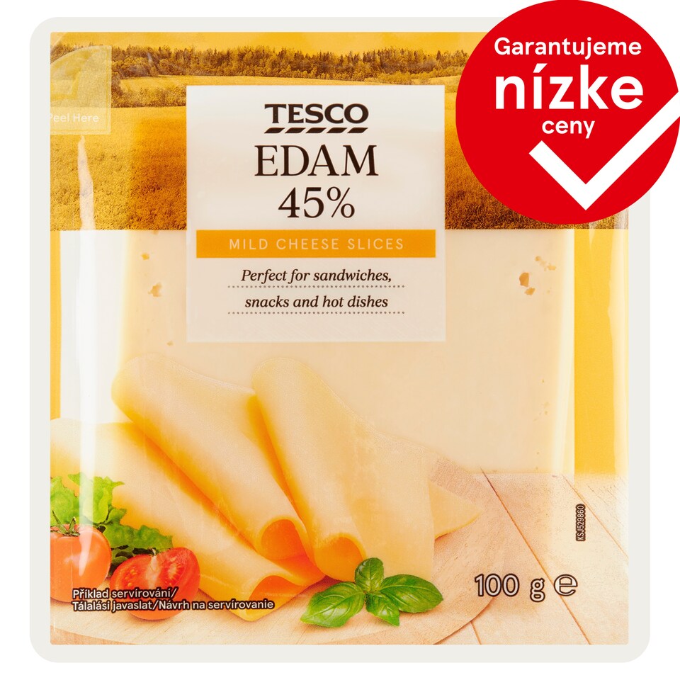 Tesco Edam 45% plátky 100 g