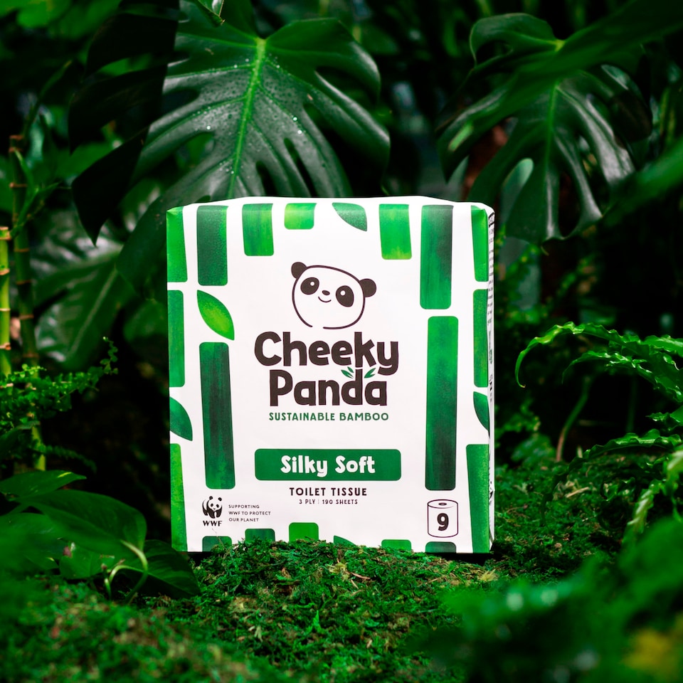 image 1 of Cheeky Panda Silky Soft Sustainable Bamboo Toilet Tissue, 9 Rolls, 190 Sheets, 3 Ply