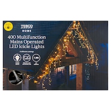Tesco 400 Multifunction Bright Warm Icicle Christmas Tree Lights