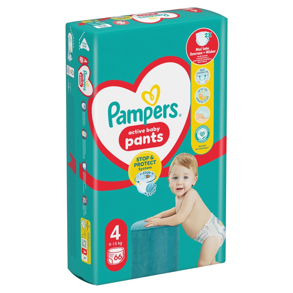 Pampers Active Baby Bugyipelenka, Méret 4, 66 Bugyipelenka, 9kg-15kg  1. kép