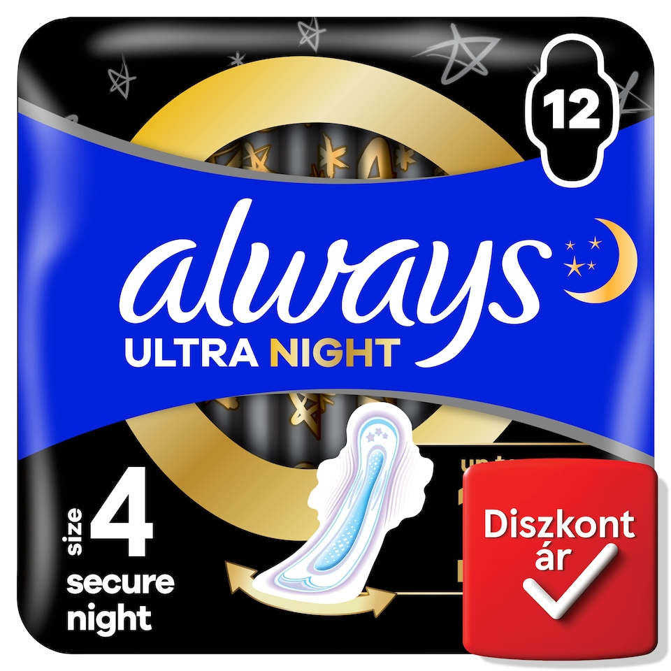 image 1 of Always Ultra Sanitary Towels Secure Night (Size 4) Wings x 12 Pads