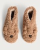 image 2 of F&F Curtis The Dog Textured Fleece Teddy Bear Slippers in Brown