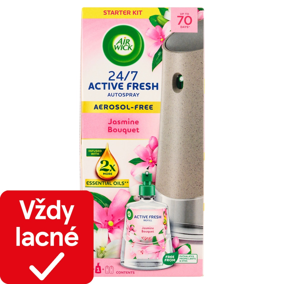 obrázok 1 z Air Wick Active Fresh automatický difuzér a náplň na vodnej báze - Jazmínové kvety 228 ml