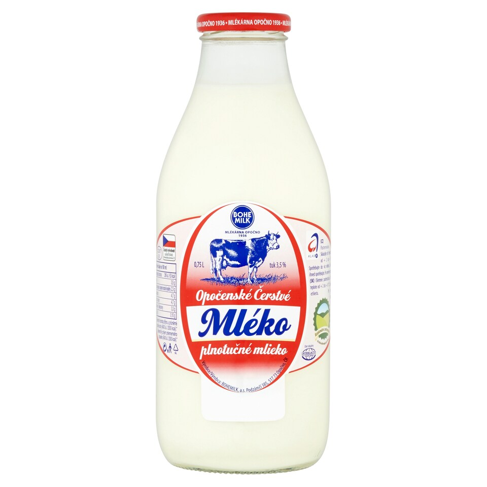 Bohemilk Opočenské čerstvé mléko plnotučné 0,75l