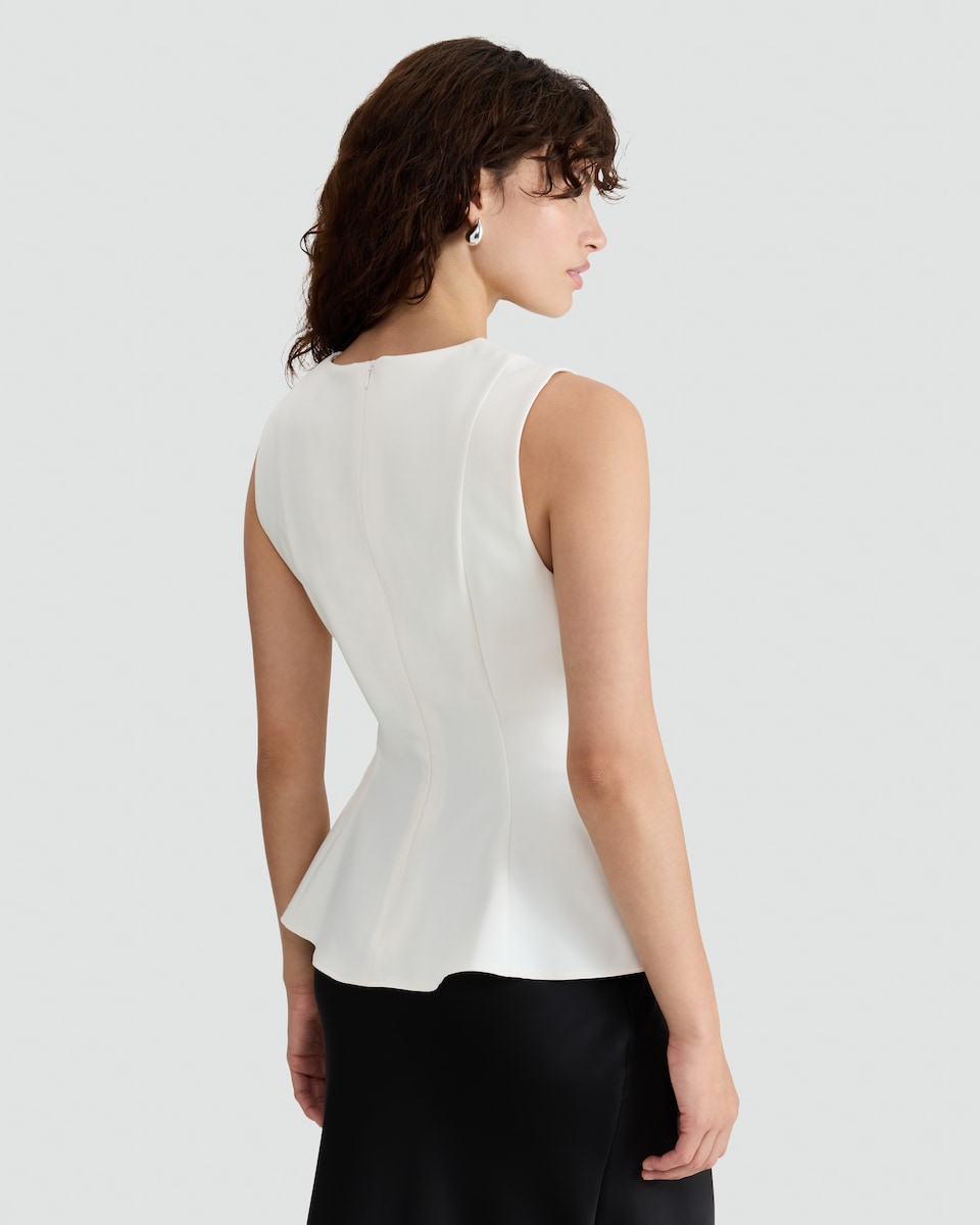 image 1 of F&F Tie Front Sleeveless Blouse in Ivory