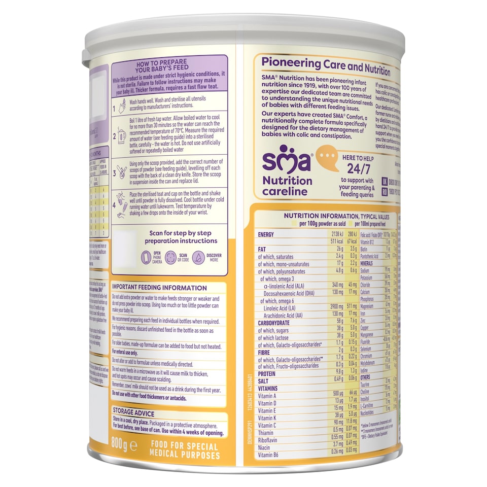 image 1 of SMA Comfort Infant Baby Milk Formula Powder from Birth 800g