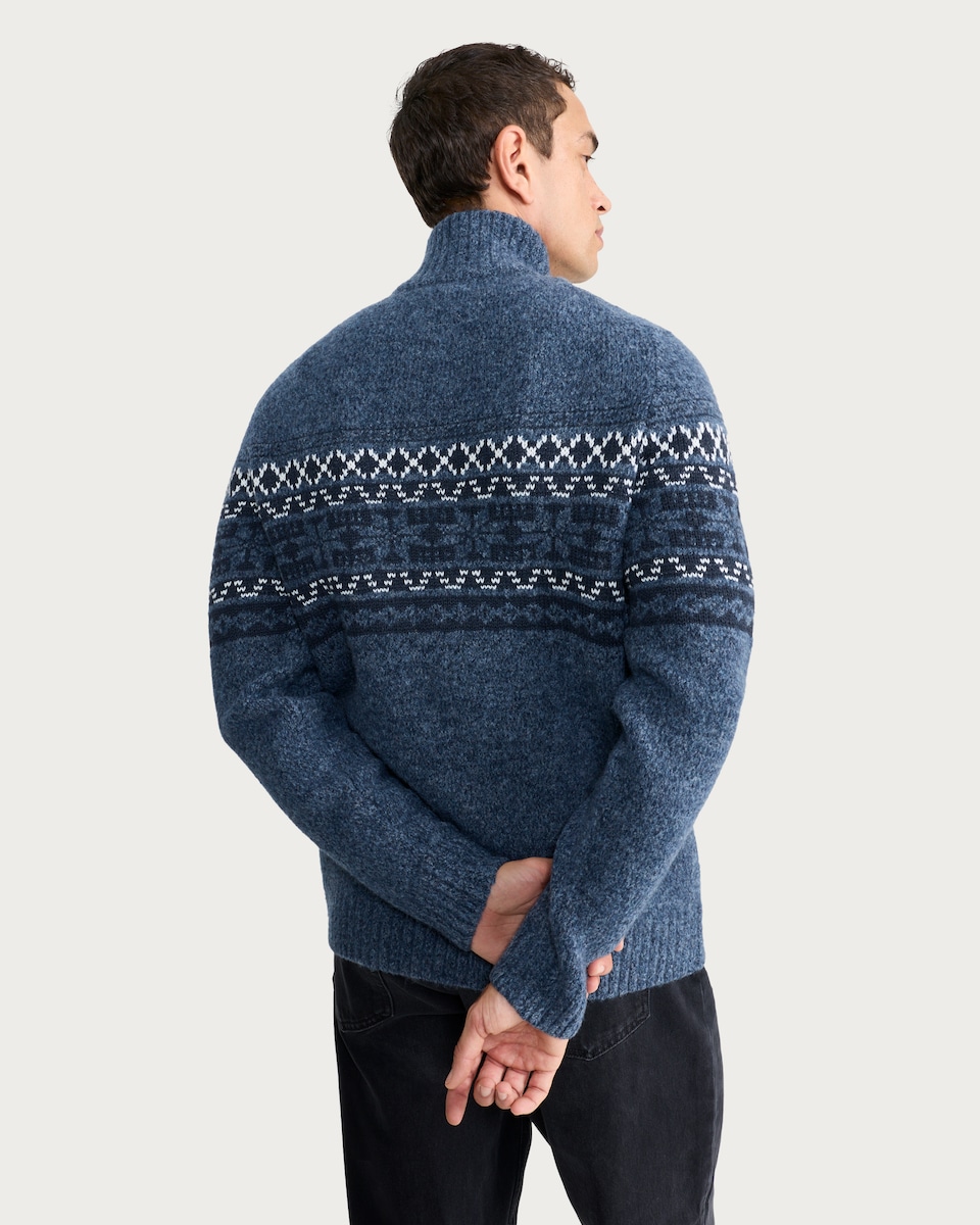 image 1 of F&F Fair Isle Half-Zip Jumper with Wool in Grey
