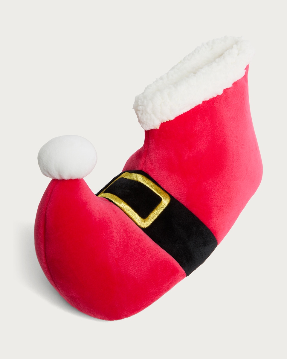 image 1 of F&F Santa Bootie Slippers in Red