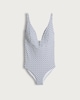 image 4 of F&F Geometric Print Plunge Swimsuit in Blue
