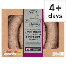 Tesco Finest 4 Pork, Coastal Cheddar & Confit Onion Sausages 440g