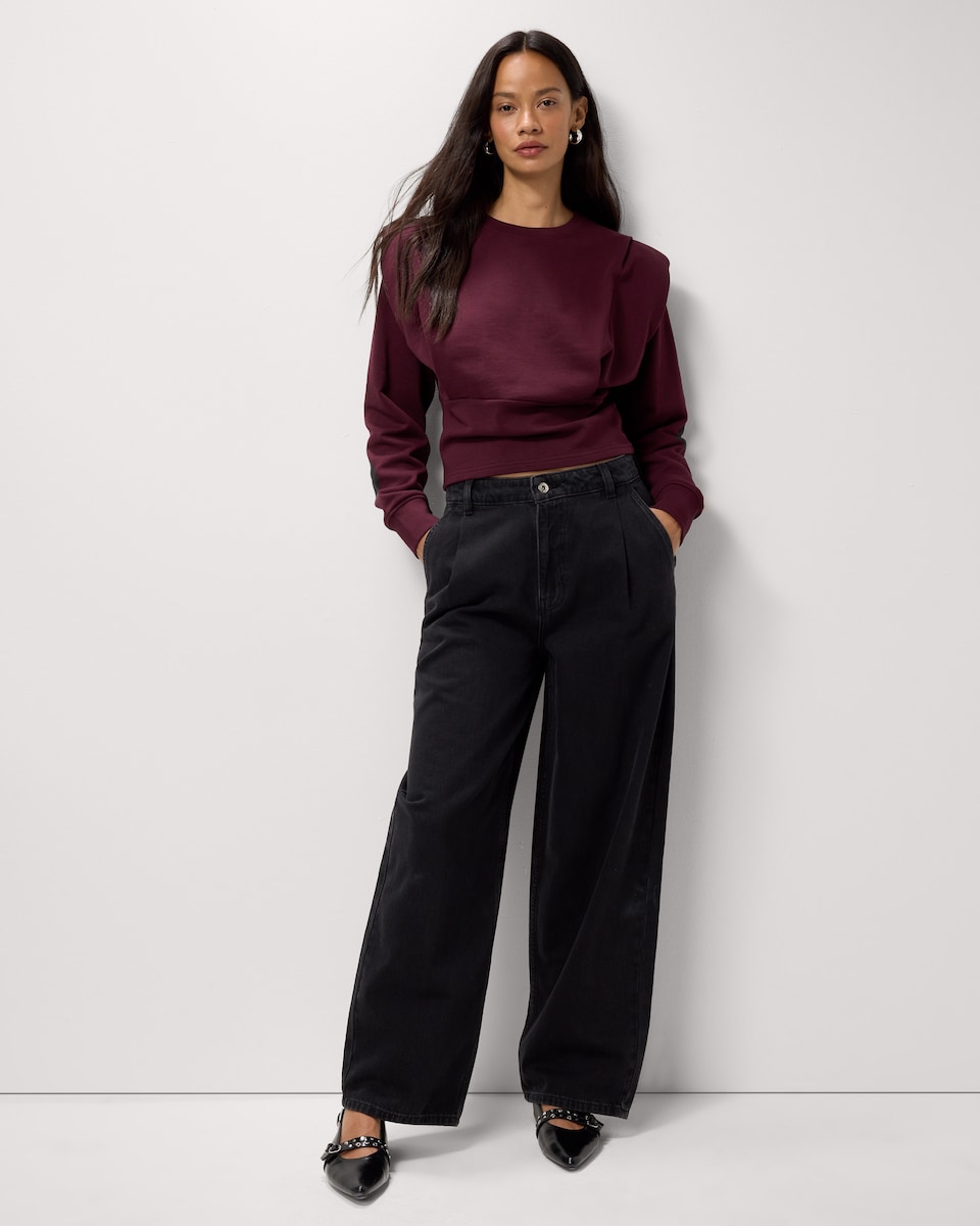 image 1 of F&F Pure Cotton Shoulder Pad Sweatshirt in Purple
