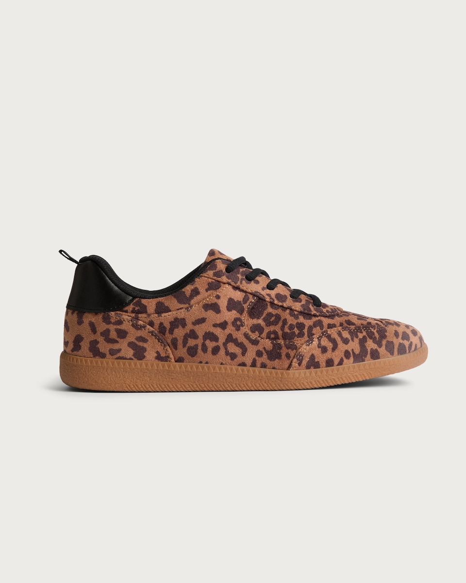 image 1 of F&F Leopard Print Lace Up Trainers in Multi