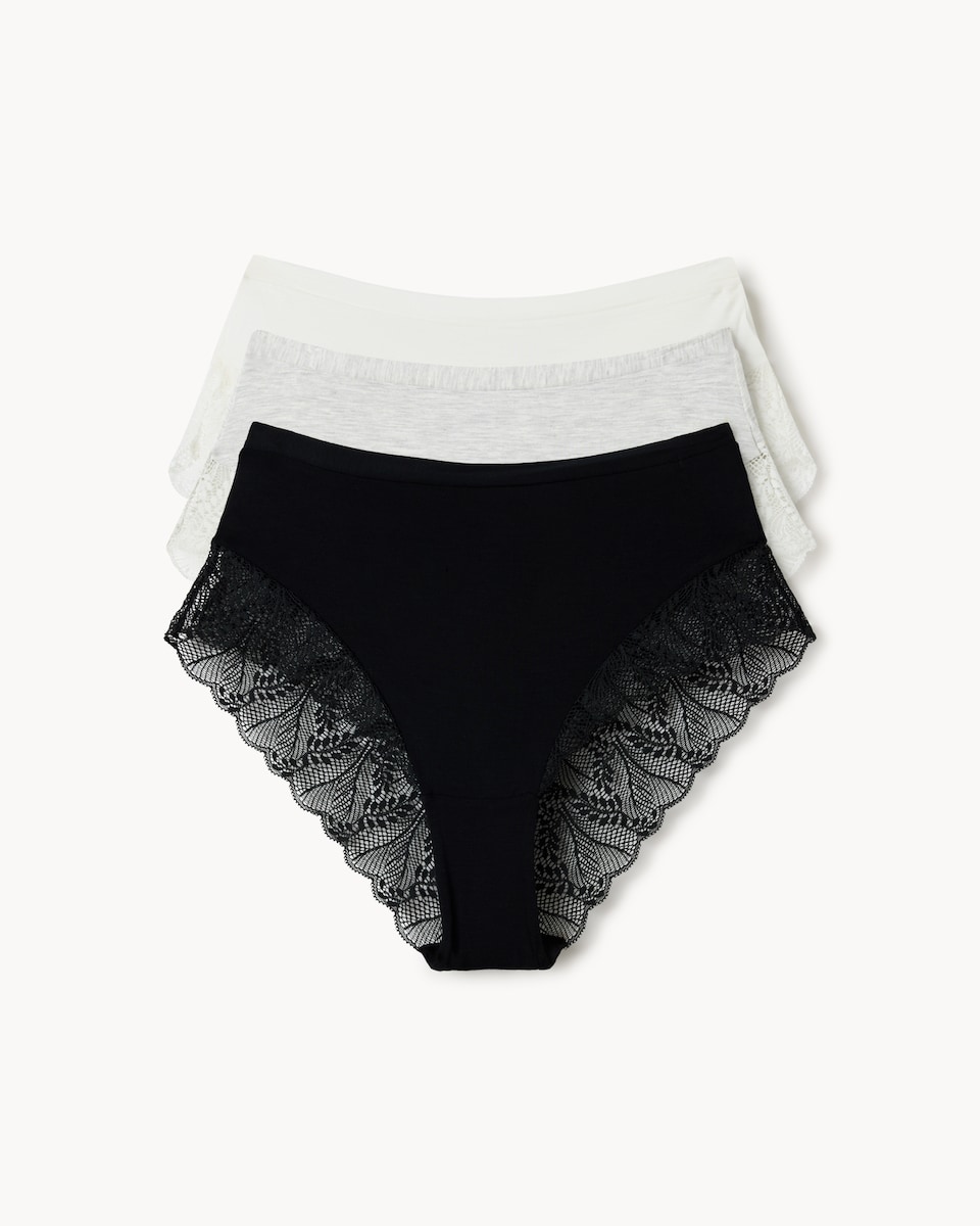 image 1 of F&F 3-Pack Lace Trim Full Briefs in Multi
