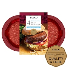 Tesco Reduced Fat Beef Burgers 454G