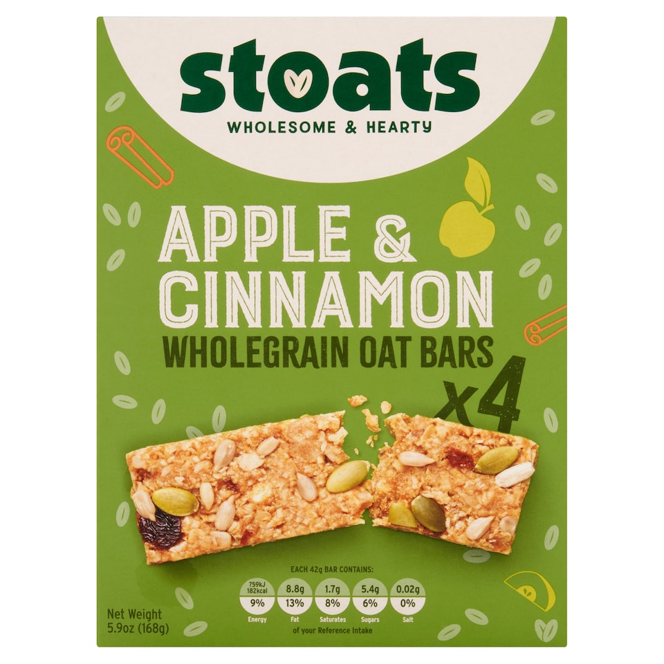 Stoats Apple & Cinnamon Porridge Oat Bars 4 x 42g (168g)