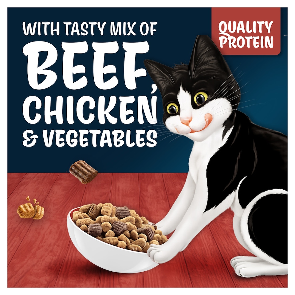 image 1 of FELIX Doubly Delicious Beef Chicken & Vegetables Dry Cat Food 2kg
