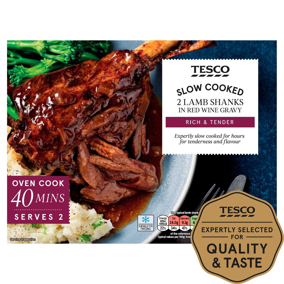Tesco 2X Lamb Shanks In Red Wine Gravy 780G Tesco Groceries