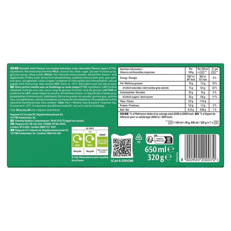 image 1 of Viennetta Mint Ice Cream Dessert 650Ml