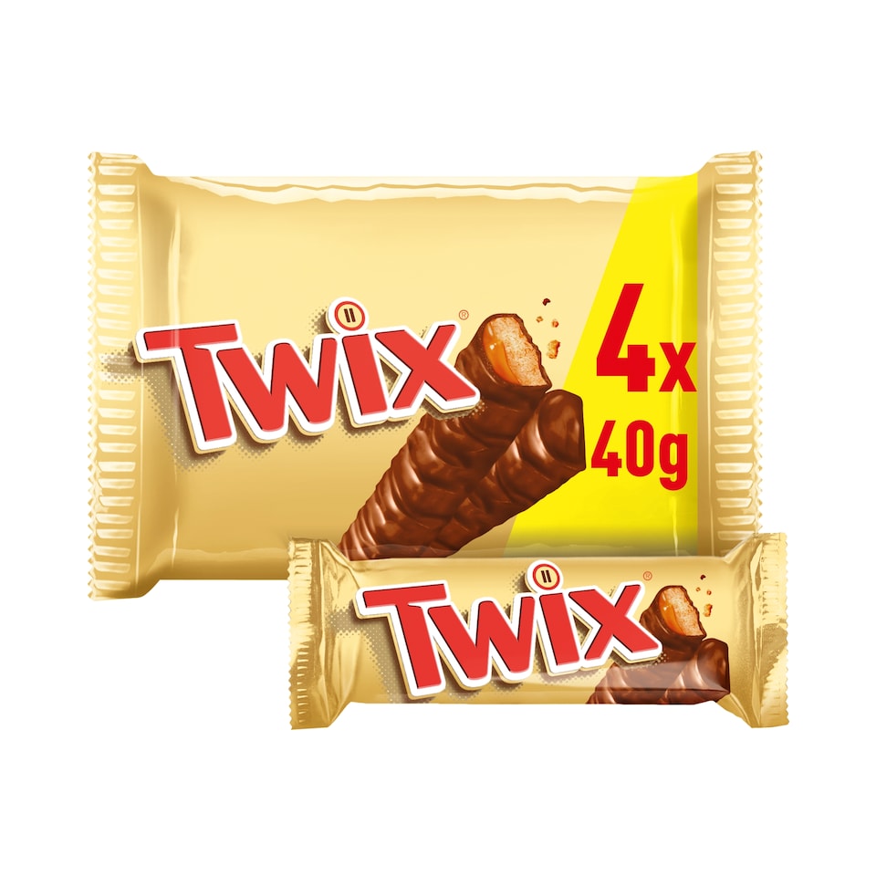 Twix Caramel & Milk Chocolate Fingers Biscuit Twin Bars 4 x 40g 