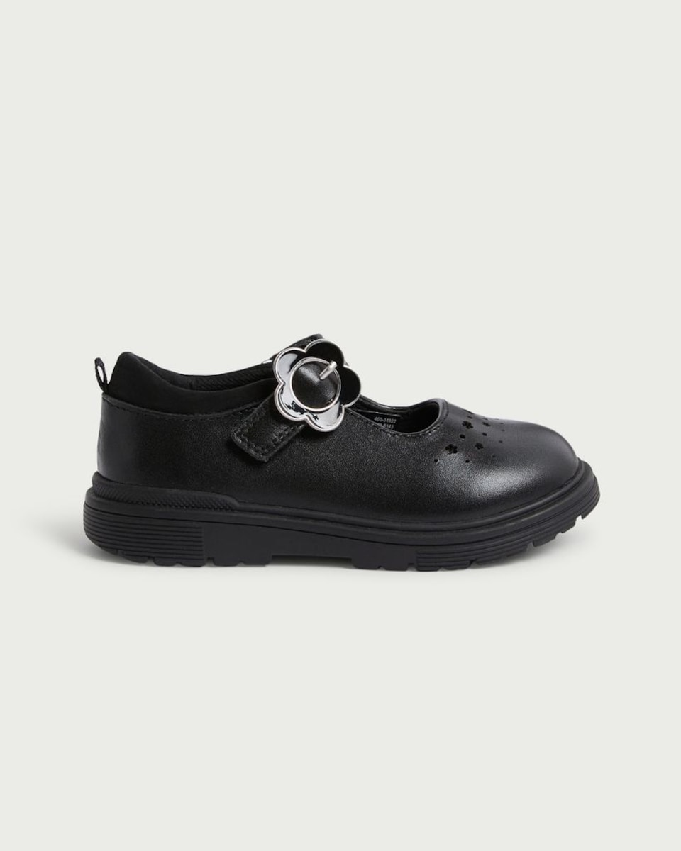 image 1 of F&F School Girls Leather Buckle Mary Jane Shoes in Black