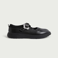 F&F School Girls Leather Buckle Mary Jane Shoes in Black