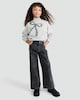 image 2 of F&F Girls Pure Cotton Leopard Print Wide Leg Jeans in Grey