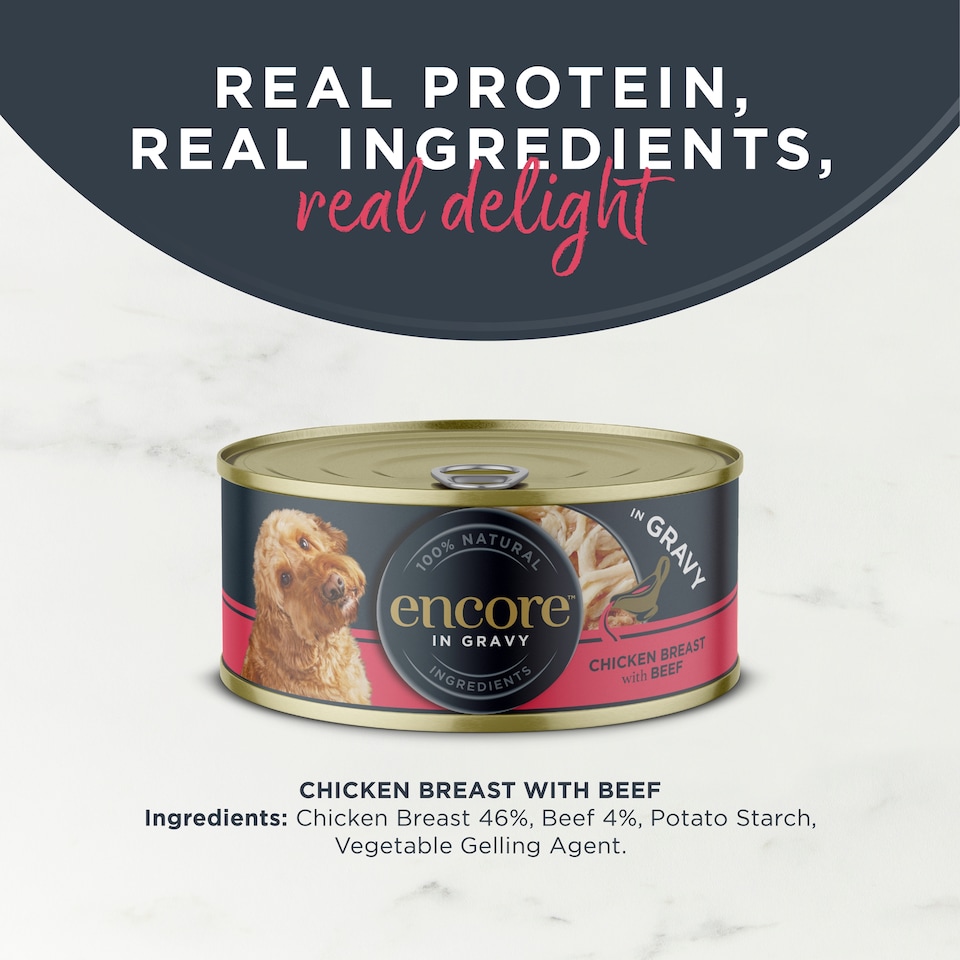 image 1 of Encore Dog Food Chicken Breast with Beef in Gravy 156g