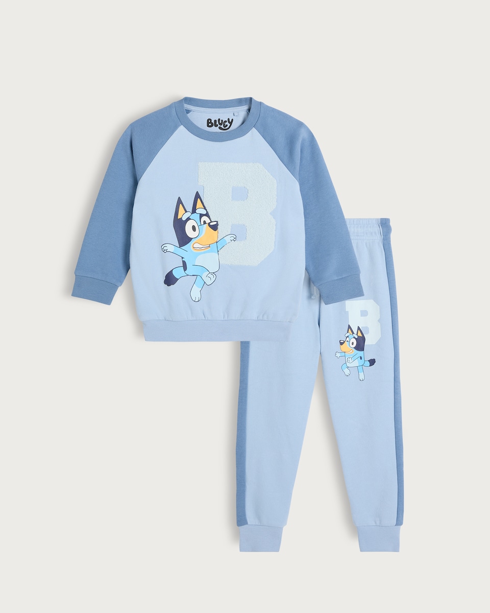 image 1 of Bluey 2-Piece Cotton Rich Sweatshirt and Joggers Set in Blue