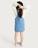 image 3 of F&F Girls 2-Piece Cotton Rich Embroidered Pocket Pinafore and Sweatshirt in Blue