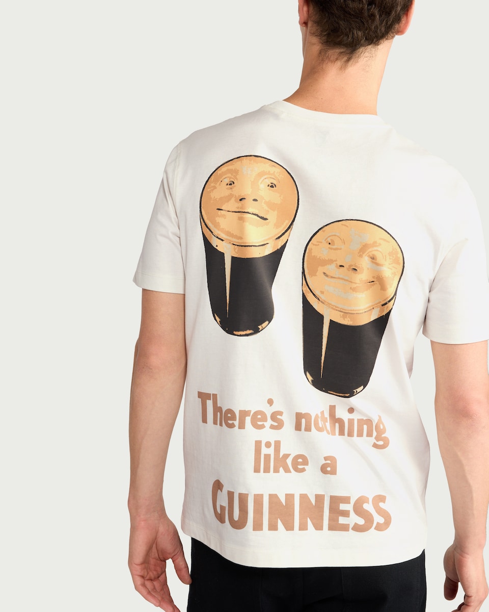 image 1 of Guinness Pure Cotton Harp Print T-Shirt in Ecru