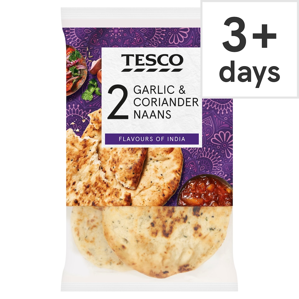 Tesco 2 Garlic and Coriander Naans