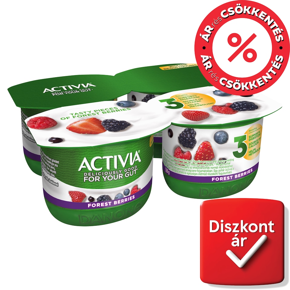 Danone Activia élőflórás vegyes gyümölcsös joghurt 4 x 120 g (480 g)