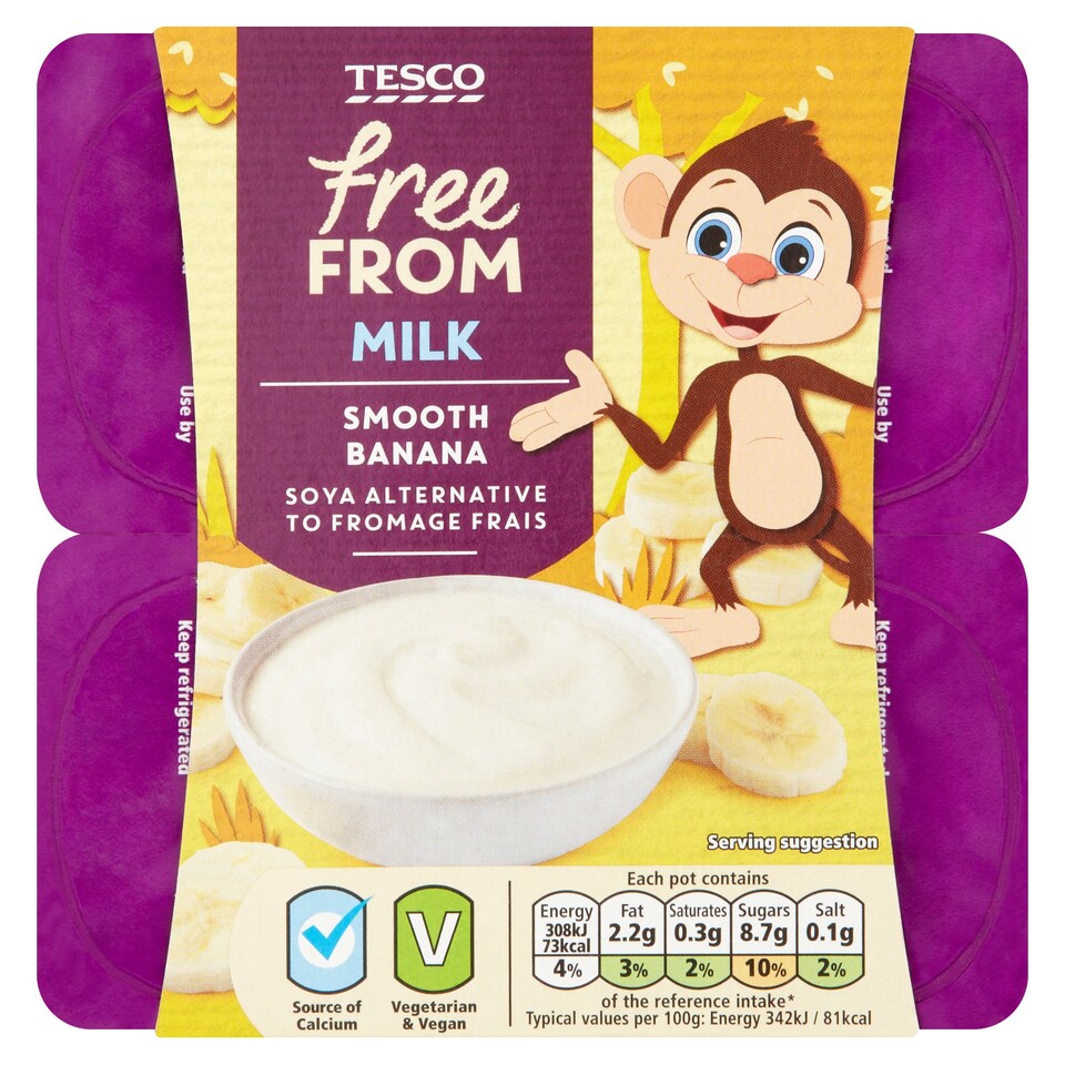 Tesco Free From Bananasoya Fromage Frais 4X90g
