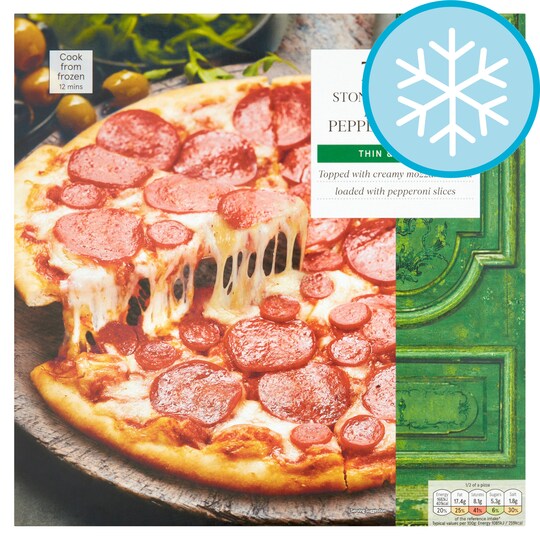Tesco Stonebaked Thin Double Pepperoni Pizza 330G Price Marked Tesco