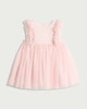 image 1 of F&F Baby Ruffle Trim Sleeveless Dress in Pink