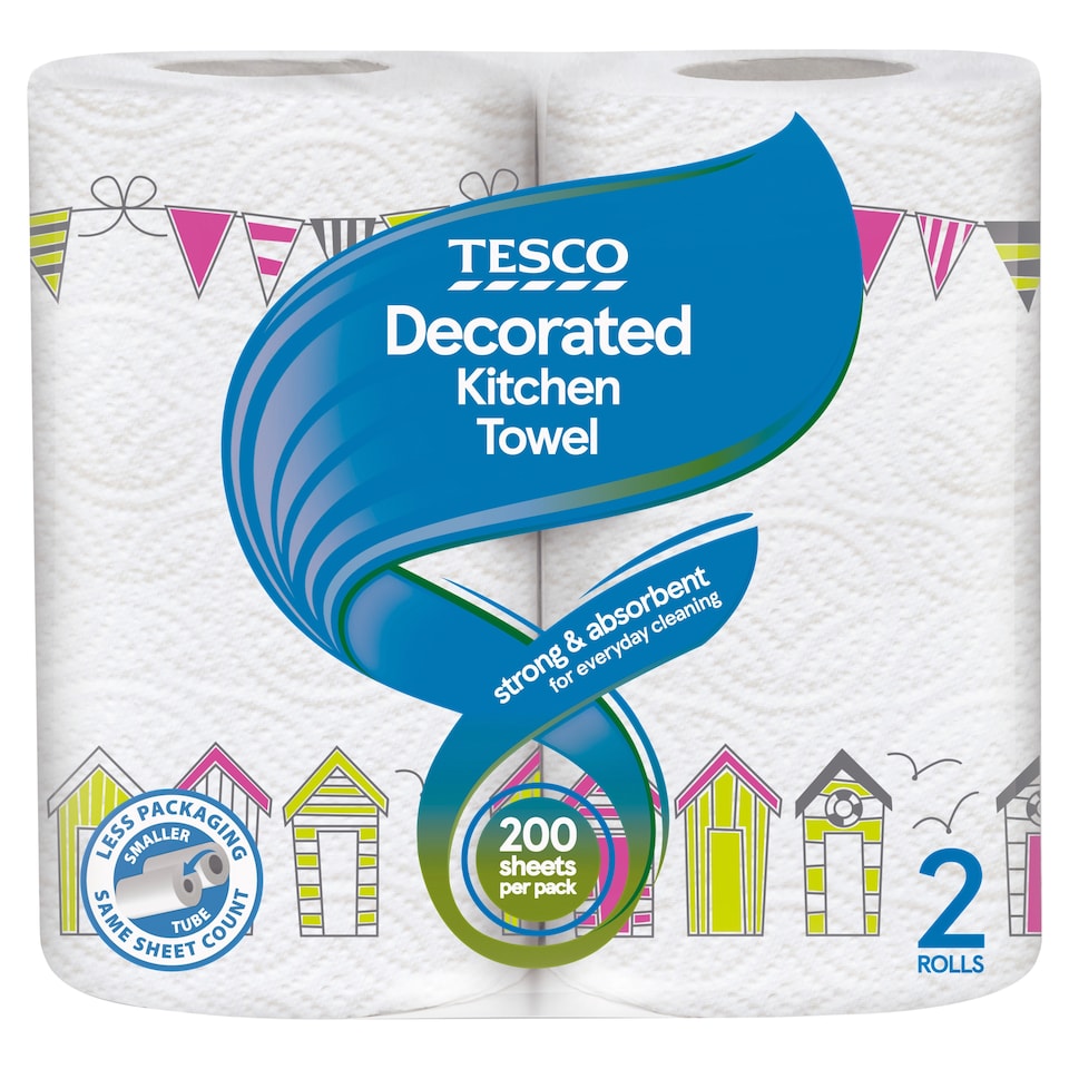 Tesco Decorated Kitchen Towel 2 Rolls