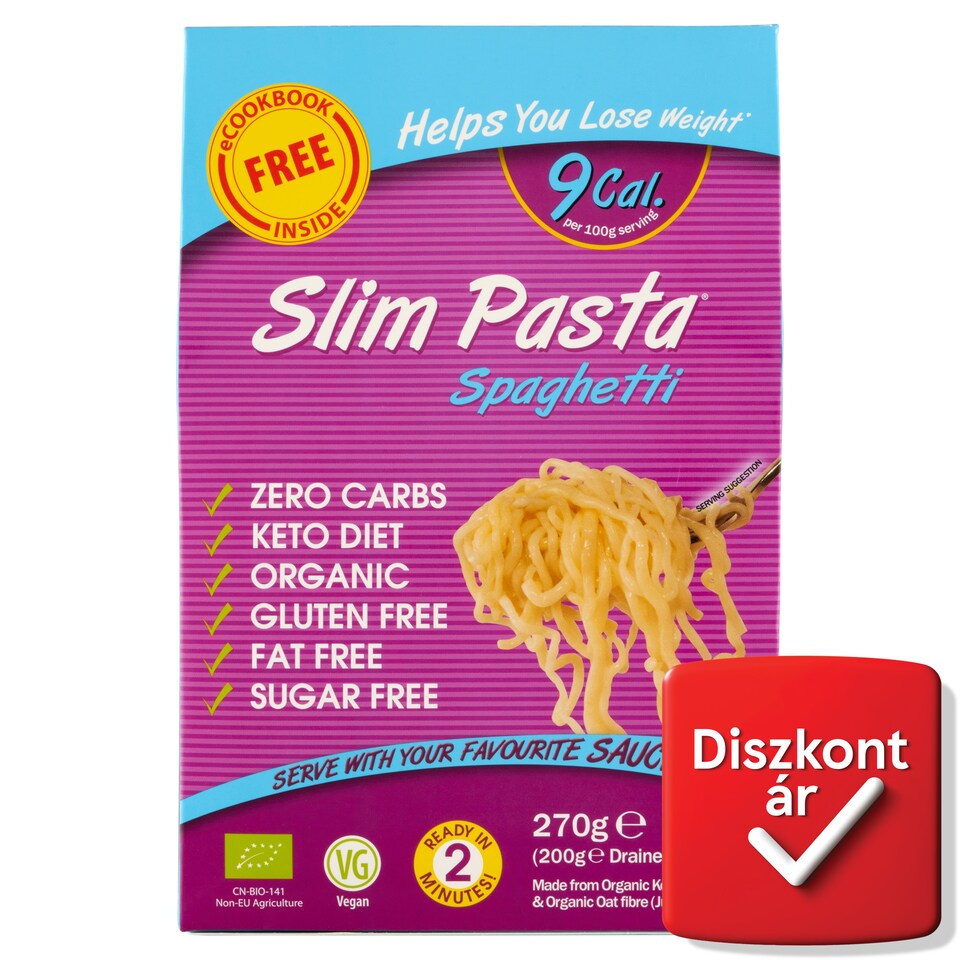Slim Pasta Spaghetti Pasta Shapes Made from Organic Konjac Flour and Organic Oat Fibre 270 g