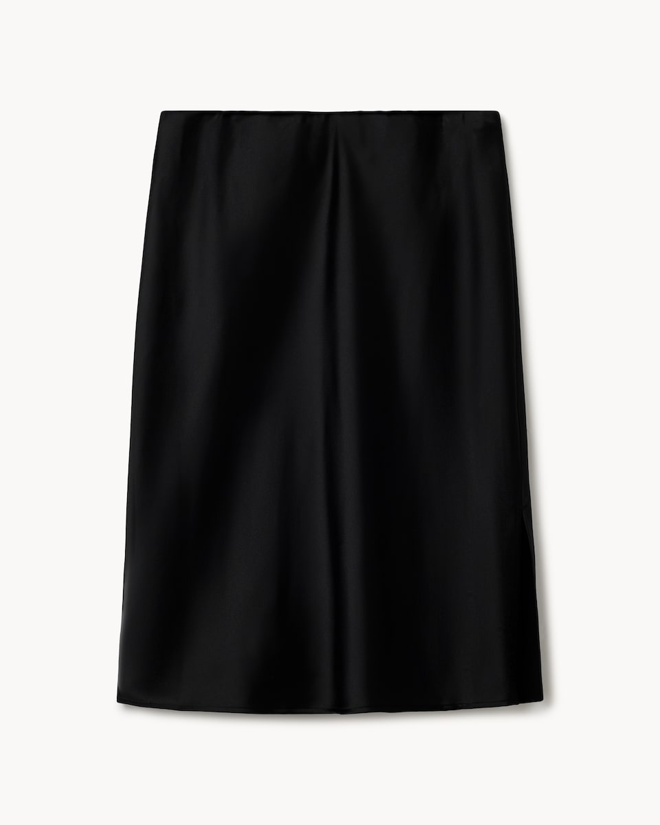 image 1 of F&F Satin Midi Skirt in Black