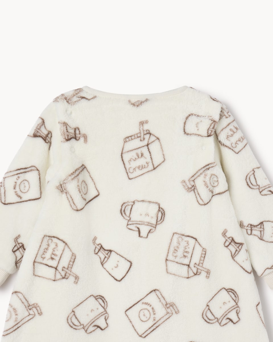 image 1 of F&F Baby Milk Printed Long Sleeved Fleece 1.5 Tog Sleep Bag in Neutral