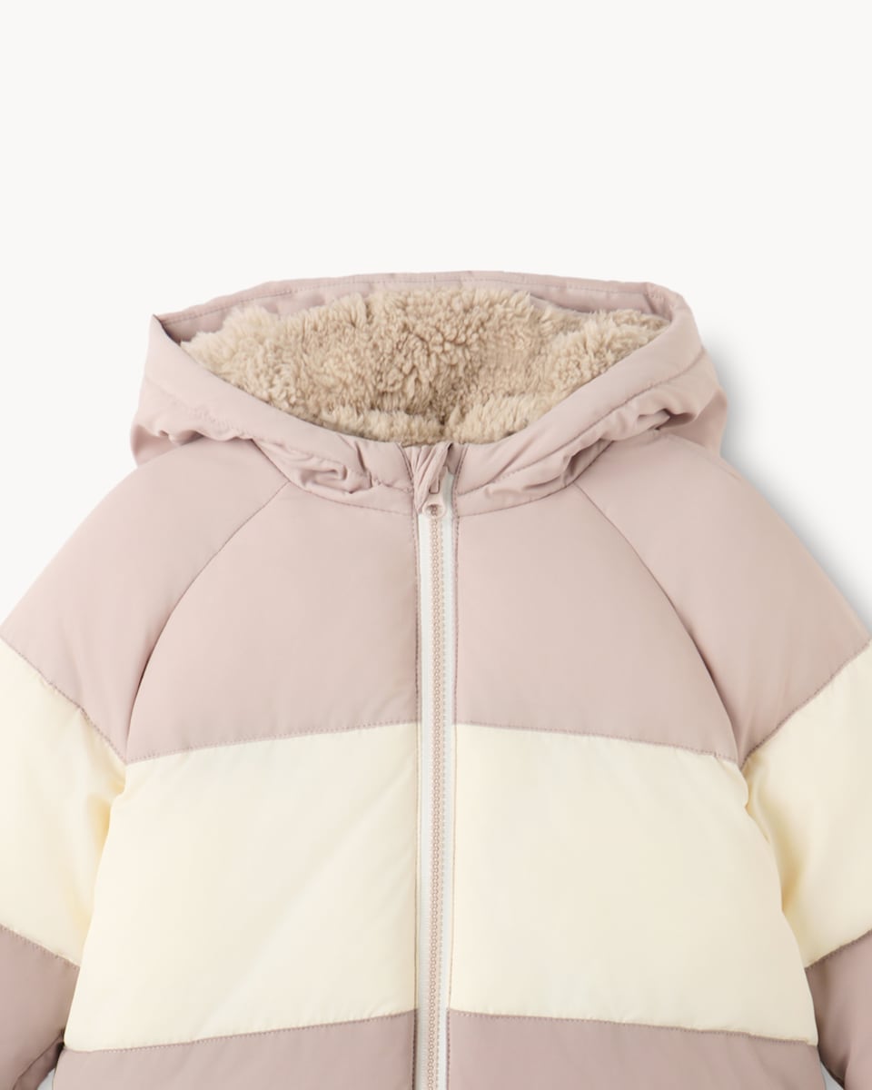 image 1 of F&F Baby Colour Block Padded Jacket in Neutral