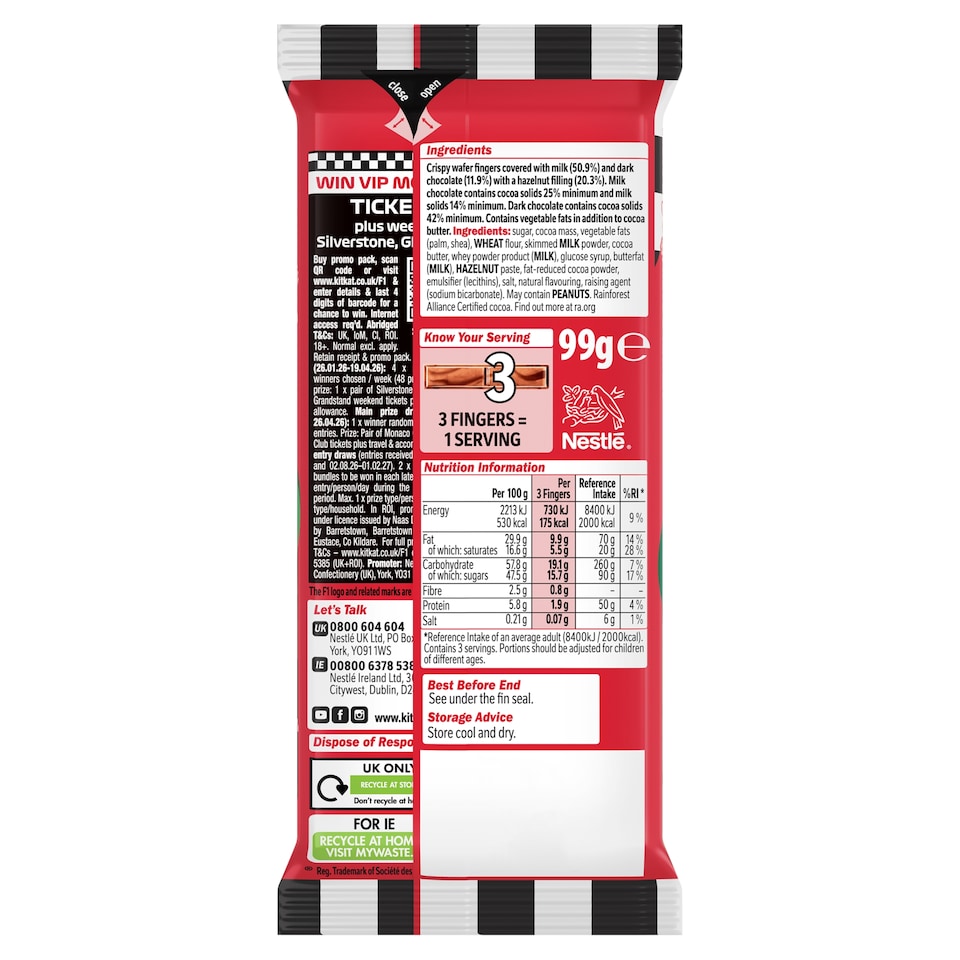 image 1 of KitKat Hazelnut Chocolate Sharing Bar 99g