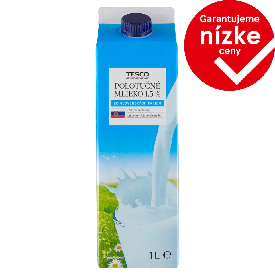 Tesco Polotučné mlieko 1,5 % 1 l