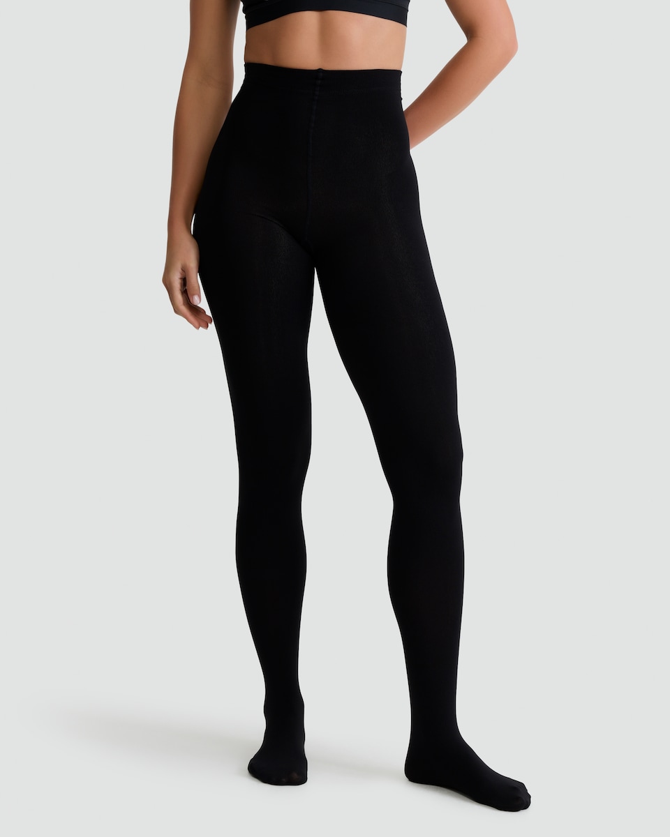 image 1 of F&F 200 Denier Opaque Thermal Tights in Black
