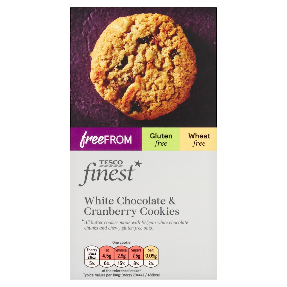 Tesco Finest Free From White Chocolate & Cranberry Cookies 150g