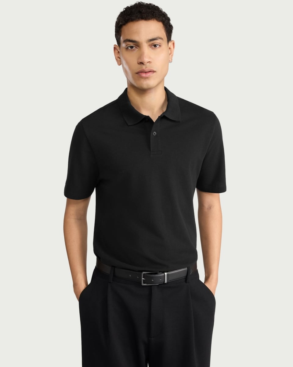 image 1 of F&F Pure Cotton Short Sleeved Polo Shirt in Black