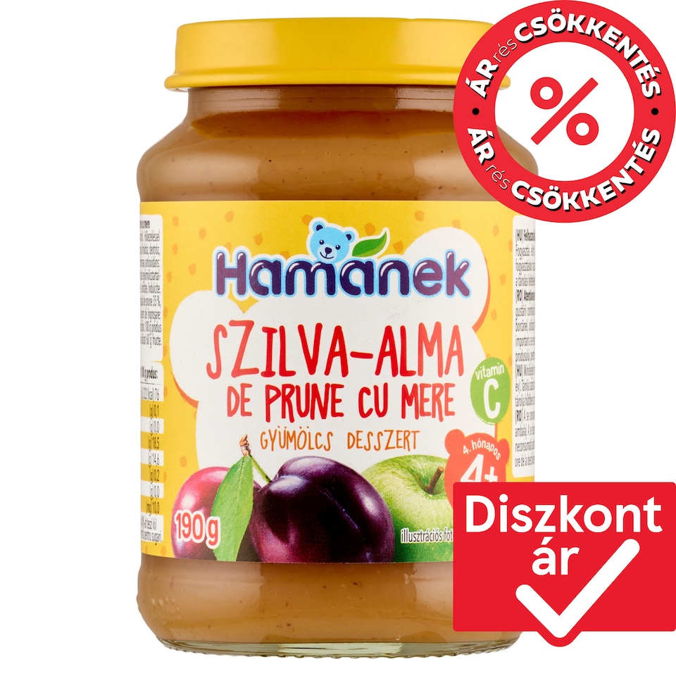Hamánek szilva-alma gyümölcs bébidesszert 4+ hónapos kortól 190 g