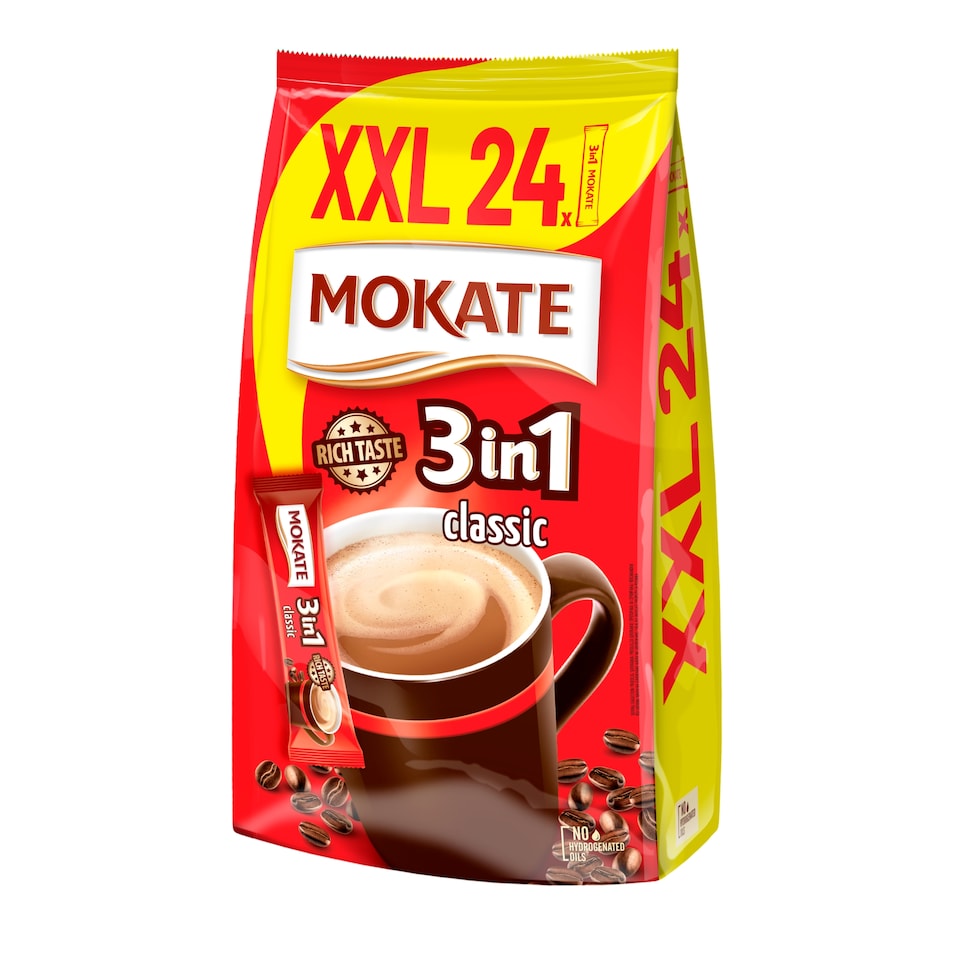 Mokate 3in1 Classic instantný kávový nápoj v prášku 24 x 17 g (408 g)