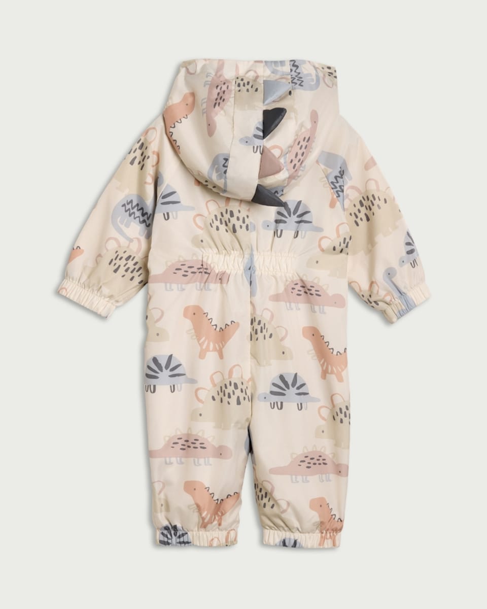 image 1 of F&F Baby Dinosaur Shower Resistant Puddlesuit in Stone