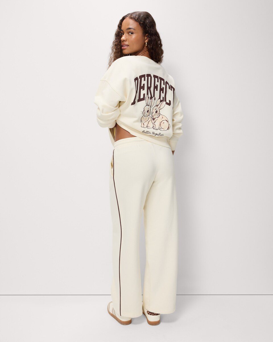 image 1 of OH ME OH MY Cotton Rich Wide Leg Joggers in Cream
