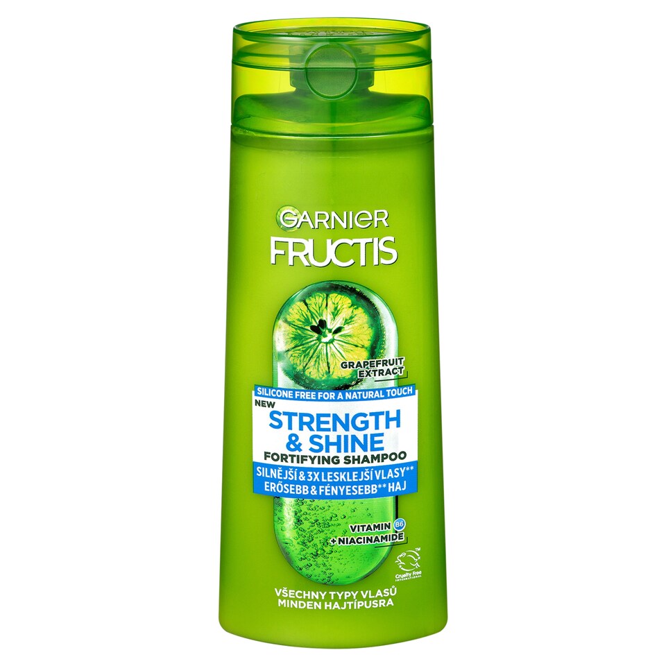 Garnier Fructis Strength & Shine Posilňujúci šampón pre všetky typy vlasov bez lesku a sily, 400 ml